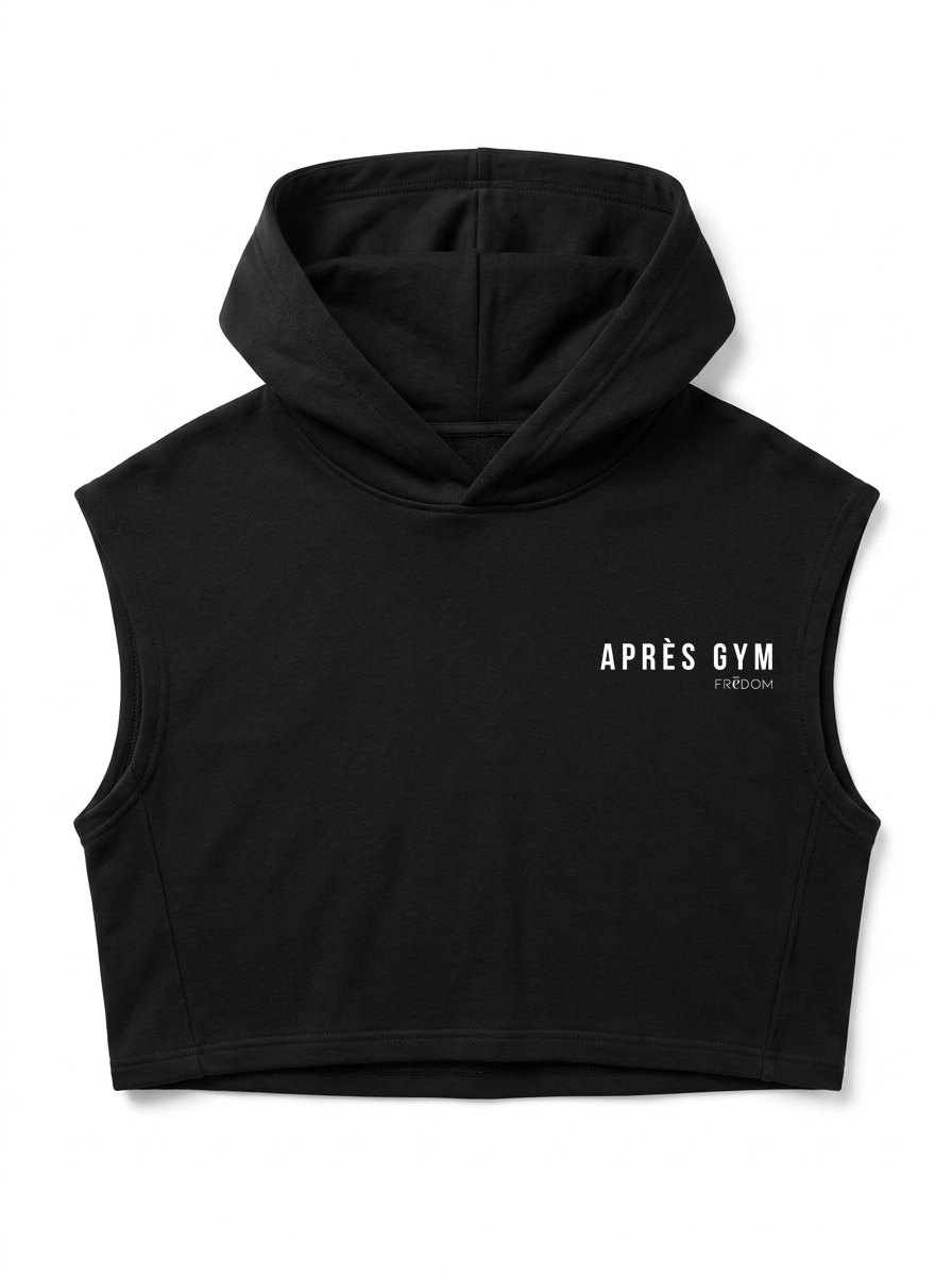 The Après-Gym Sleeveless Crop Hoodie